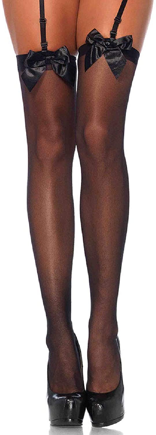 Price:$9.99 Avenue Women's Accent Sheer Thigh Highs, Black, One Size: Clothing, Shoes & Jewelry
