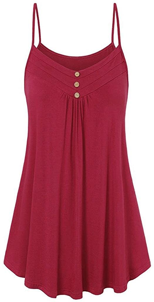 Price:$1.38 Wedding Womens Summer Loose Button V Neck Cami Tank Tops Vest Blouse at Amazon Women’s Clothing store