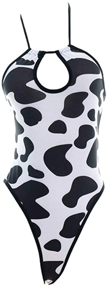 Price:$16.89 One Piece Lingerie Sexy Milk Cow Print Anime Cosplay Costume Halter Bodysuit (Black White) : Clothing, Shoes & Jewelry