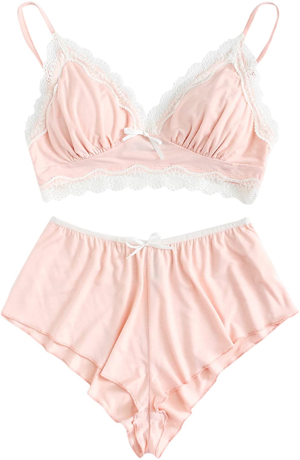 Price:$20.99 Women's Lace Trim Underwear Lingerie Straps Bralette and Panty Set at Amazon Women’s Clothing store