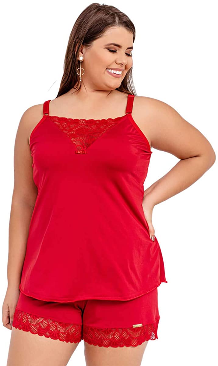 Price:$26.00 Lingerie Sleepwear Womens Sexy Lace Lingerie Plus Size Sleeveless Pajamas Cami Top and Shorts Set Nightwear Pjs Sets at Amazon Women’s Clothing store