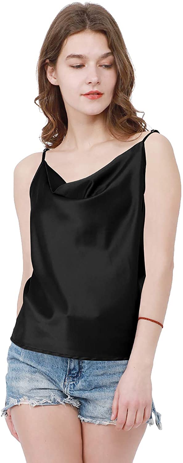 Price:$15.99 Womens Adjustable Spaghetti Strapv Neck Camisole Silk Stain Sexy Vest Top S-3XL at Amazon Women’s Clothing store