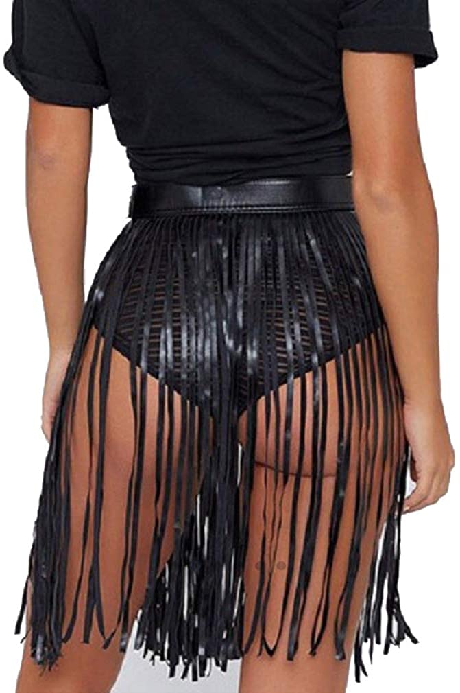 Price:$19.77 Leather Fringe Skirt Tassel Hip Scarf Summer Beach Belts for Women Black : Clothing, Shoes & Jewelry
