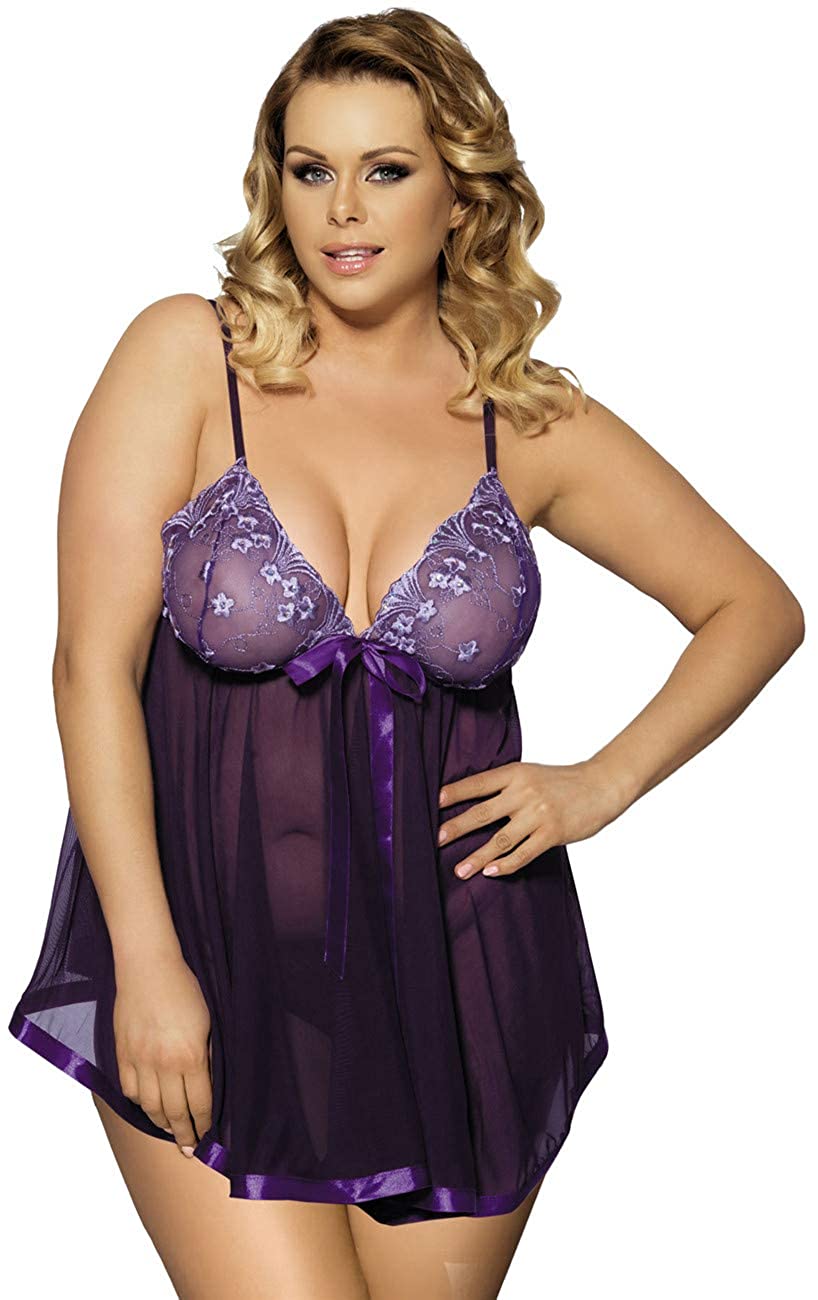 Price:$15.99 Plus Size Lingerie for Women Floral Bra See Through Sleep Dress Babydoll Maternity Night Gown Sets : Clothing, Shoes & Jewelry