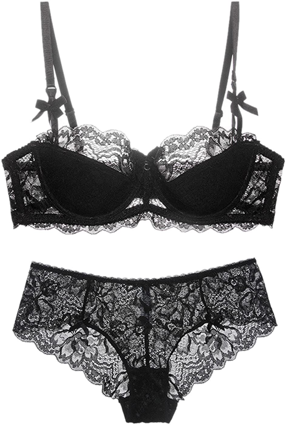Price:$9.99 Push Up Underwire Bra and Panty Set Lace Soft Cotton Cup Lingerie Set: Clothing, Shoes & Jewelry