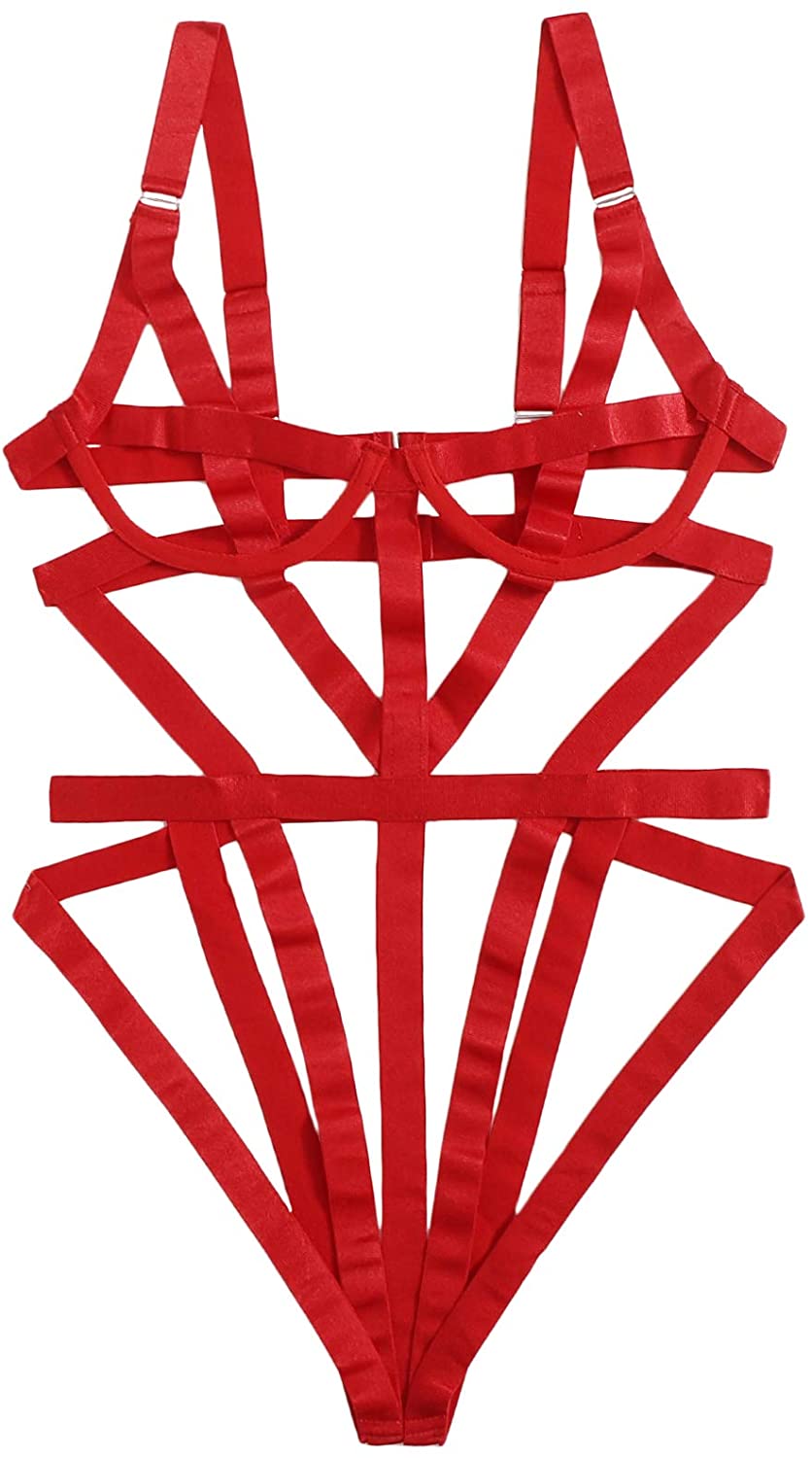 Price:$18.99 Women's Harness Strappy Lingerie Garter Belts Bustier Set with Choke: Clothing, Shoes & Jewelry