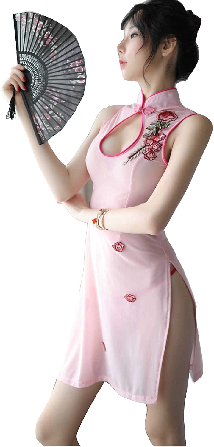 Price:$17.99 Sexy Lingerie Chinese Cheongsam Babydoll Lingerie Sheer Hanfu Dress Bedroom Costume (Pink) : Clothing, Shoes & Jewelry