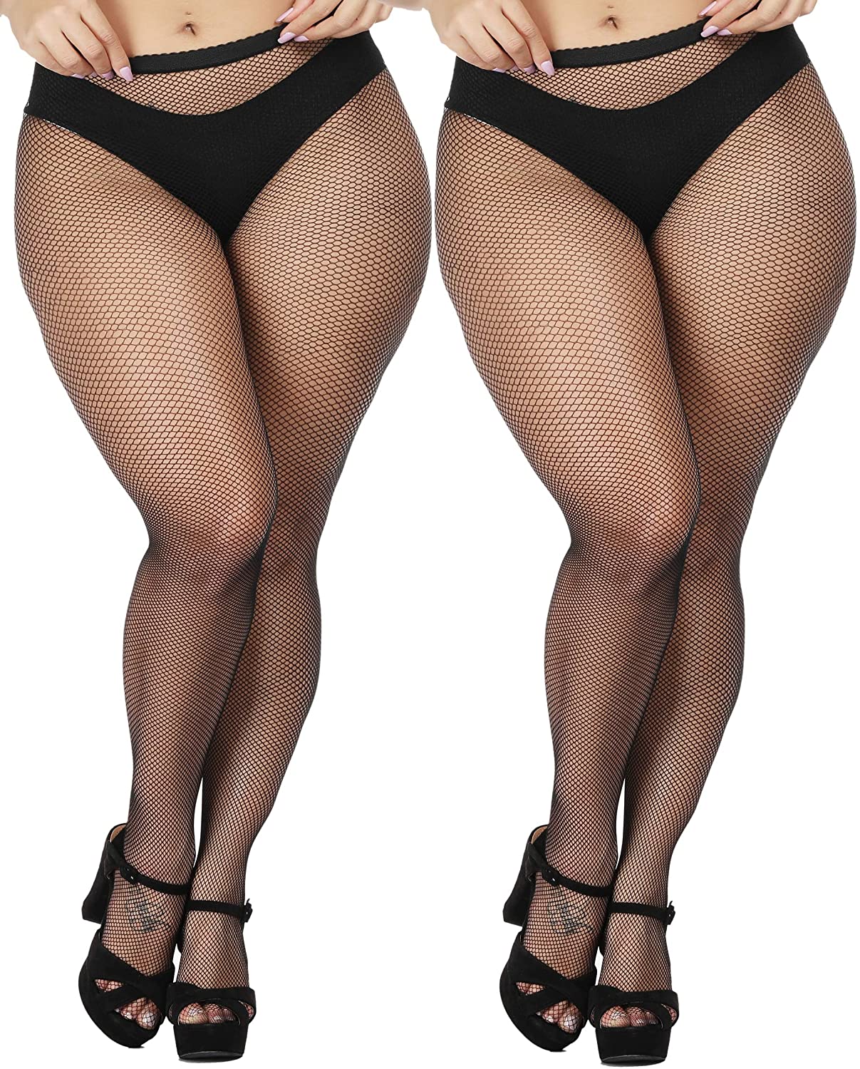 Price:$9.99 Women's Fishnet Stockings Sexy Tights Pantyhose Net Plus Size Thigh High Stocking 2Pairs(Small2-Plus size): Clothing, Shoes & Jewelry