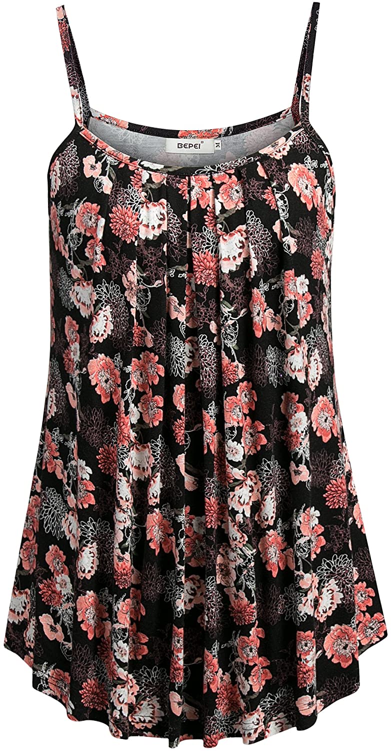 Price:$15.99 Women Loose Casual Summer Pleated Flowy Sleeveless Camisole Tank Tops at Amazon Women’s Clothing store