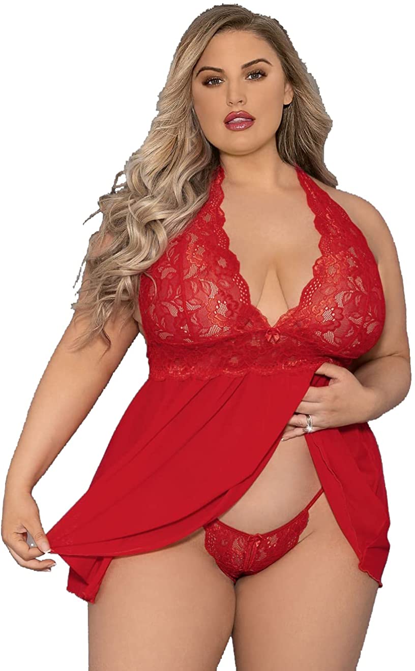 Price:$15.88 Size Babydoll Womens Snap Crotch Lingerie V Neck Lace Nighty Mesh Sleepwear L-4XL at Amazon Women’s Clothing store
