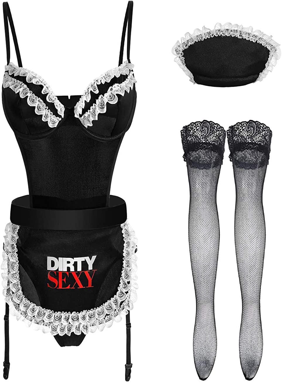 Price:$18.99 Maid Costume Maid Outfit Cosplay Maid Dress French Maid Lingerie for Women: Clothing, Shoes & Jewelry