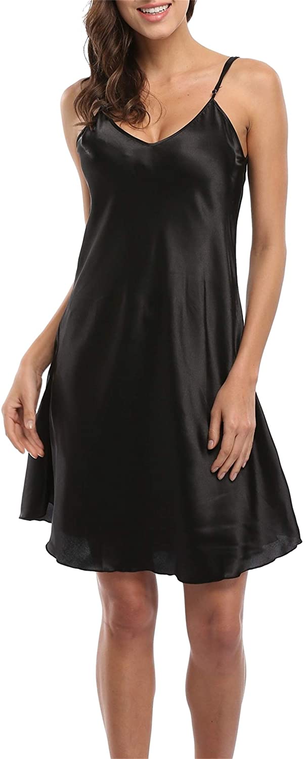 Price:$8.99 Women's Plus Size Lingerie Robe Sexy Spaghetti Strap Nightgown Satin Sleepwear Chemises Full Slips Nightdress at Amazon Women’s Clothing store