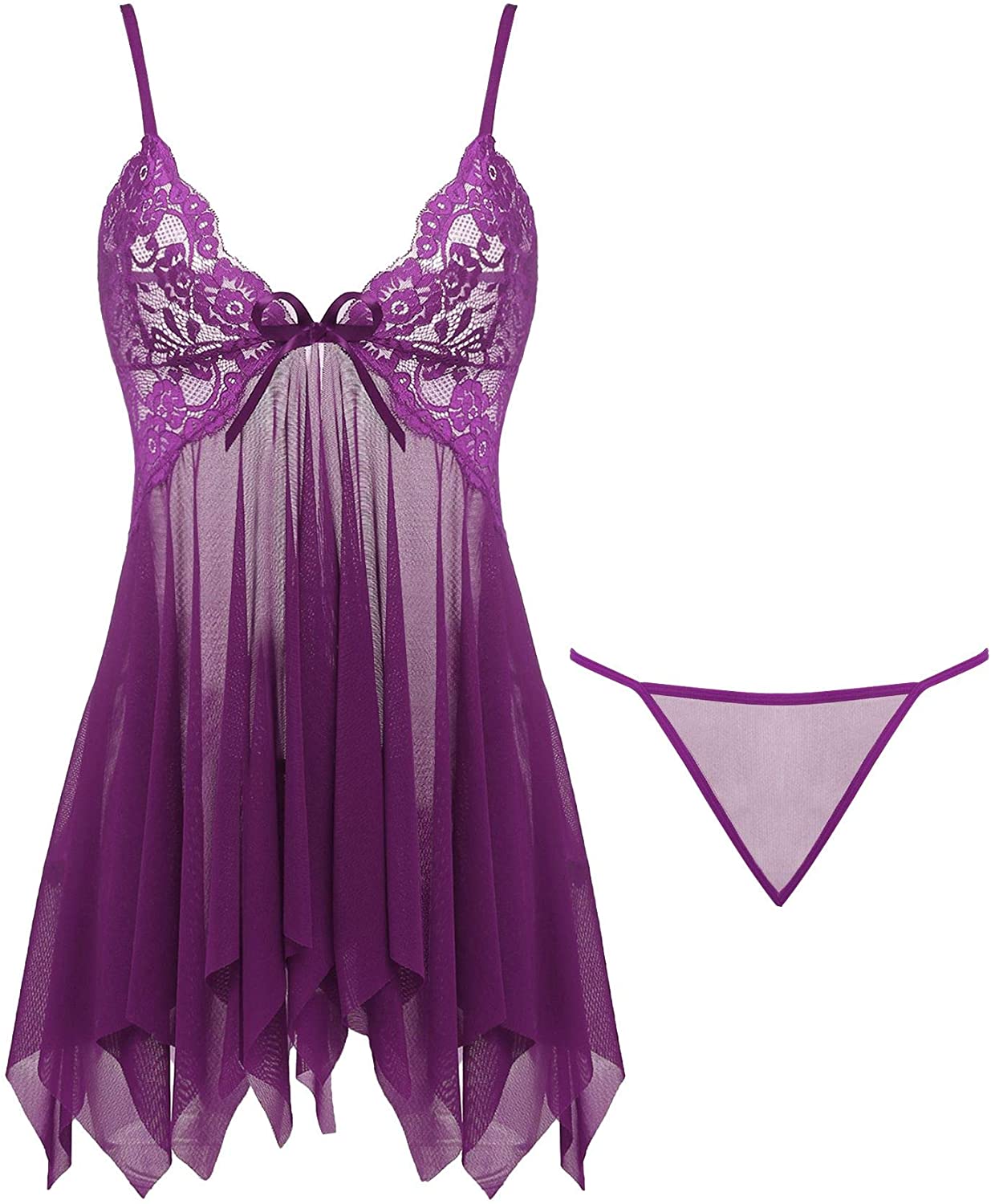 Price:$19.99 Babydoll Lingerie for Women Lace Nighties Set Small-XXL at Amazon Women’s Clothing store
