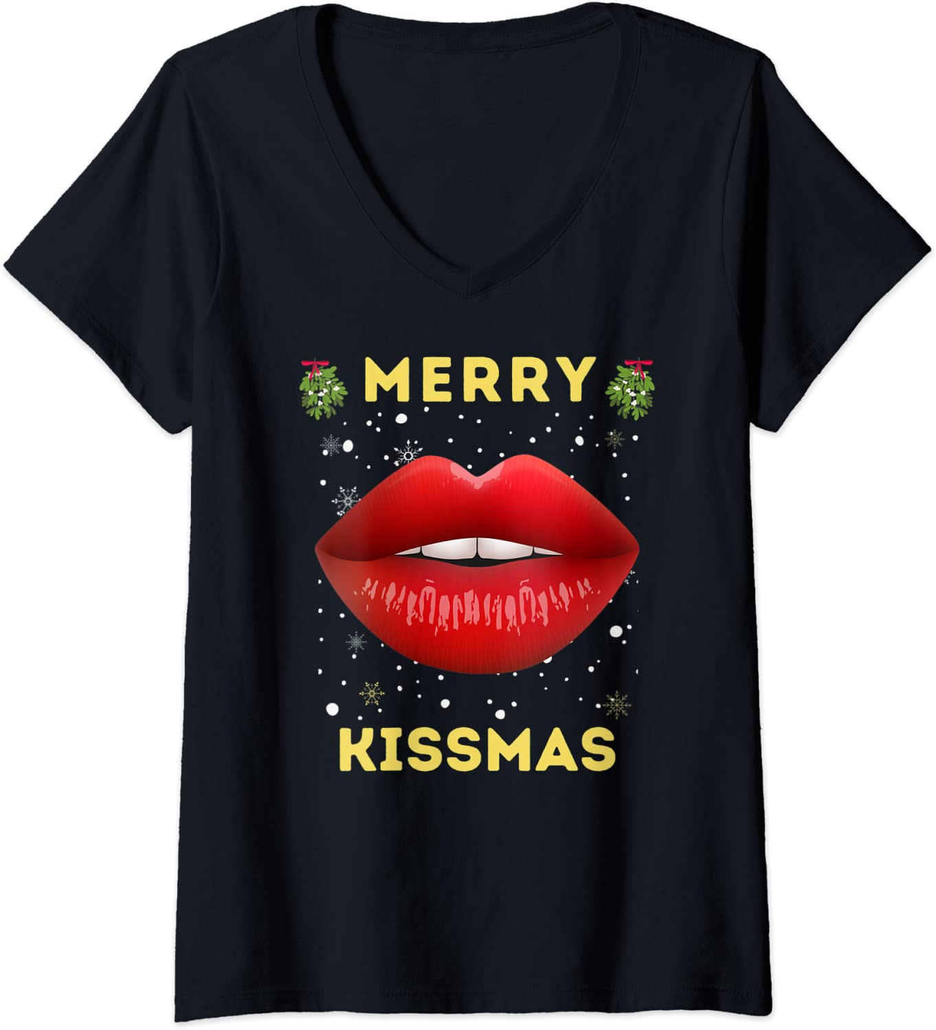 Price:$18.95 Sexy Cute Merry Kissmas Christmas Costume Pajamas PJs Women V-Neck T-Shirt : Clothing, Shoes & Jewelry