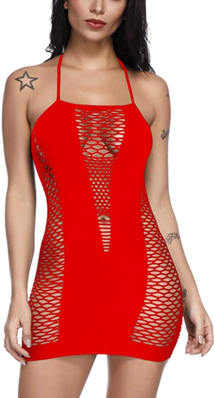 Price:$7.99 Women Sexy Lingerie Fishnet Babydoll Mesh Mini Dress Chemise Red at Amazon Women’s Clothing store
