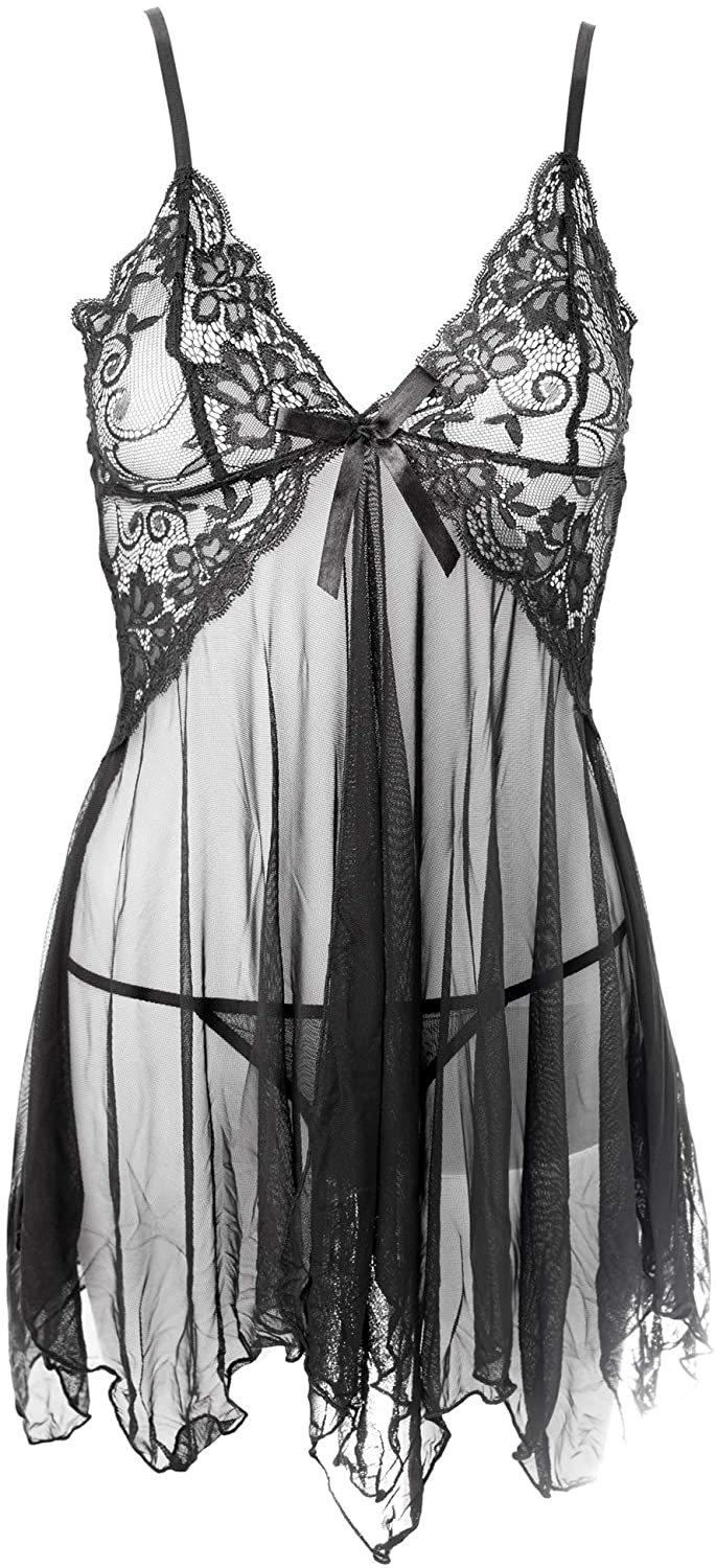 Price:$9.87 Sexy Lace Lingerie Set Sheer Babydoll Mesh Nighties Outfits,S-XXL at Amazon Women’s Clothing store