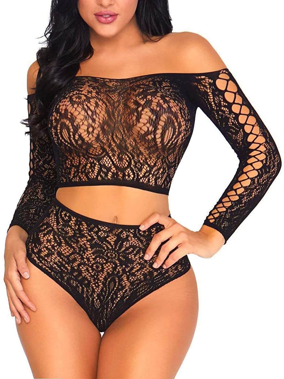 Price:$9.99 Sexy Lingerie for Women Set Lace Floral Print Sheer Mesh Two Piece Babydoll Underwear at Amazon Women’s Clothing store