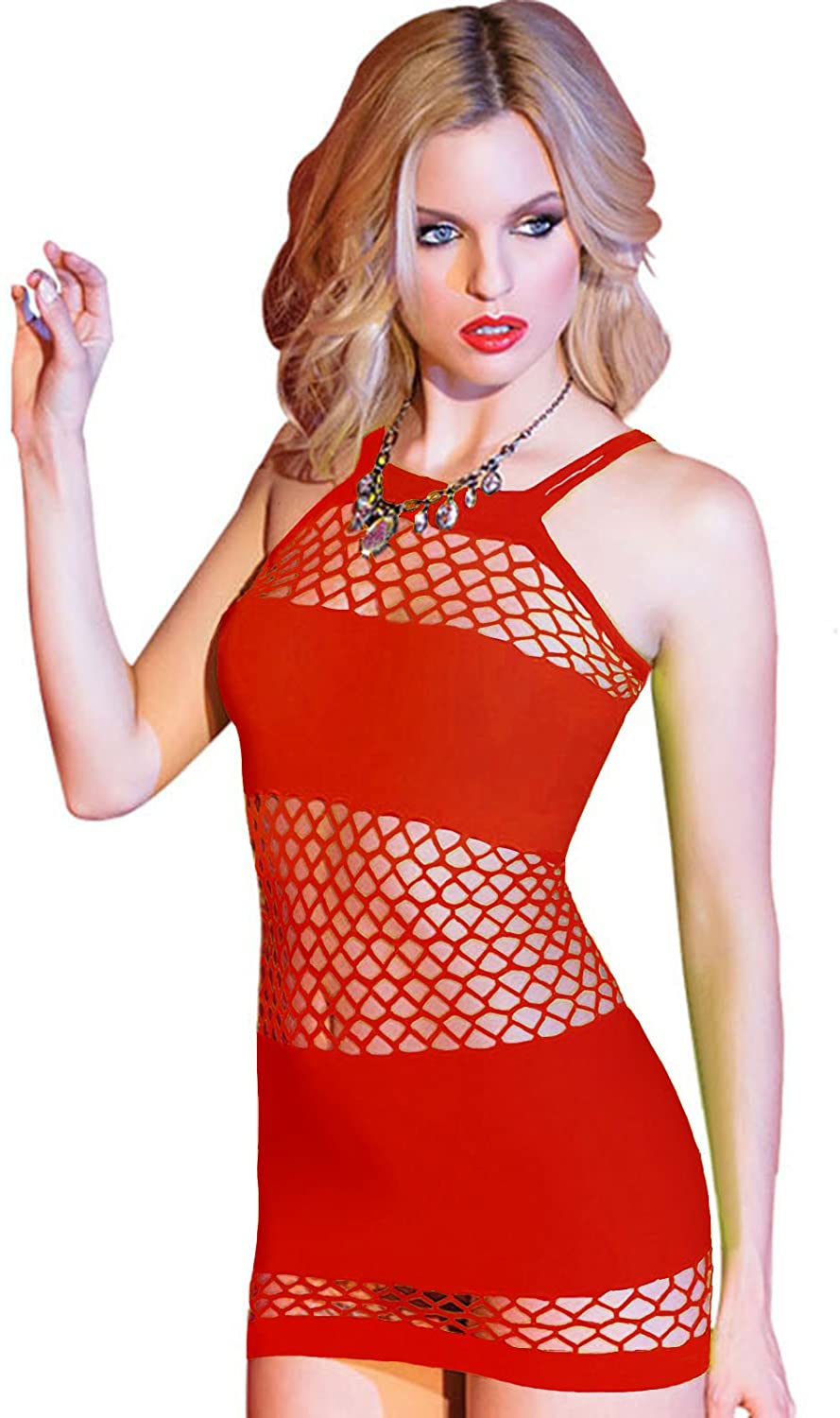 Price:$9.98 Women Mesh Chemise Lingerie Dress, Fishnet Babydoll Lingerie Nightwear (Red): Clothing, Shoes & Jewelry