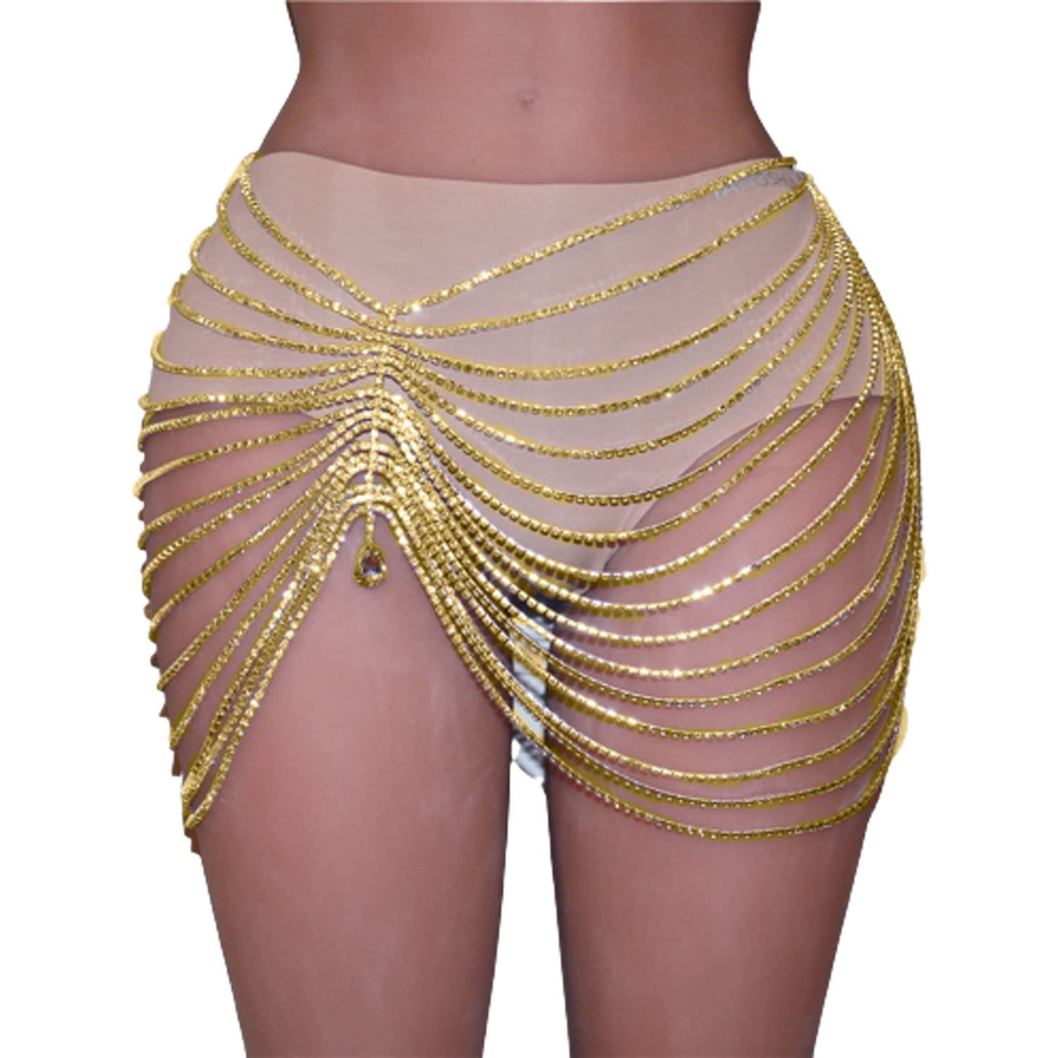 Price:$30.99 Tassel Dress Gold/Silver Crystal Layered Belly Chain Waist Chain Dance Dress Adjustable Sexy Bikini Summer Beach Hip Nightclub Party Accessories for Women and Girls (Gold) : Clothing, Shoes & Jewelry
