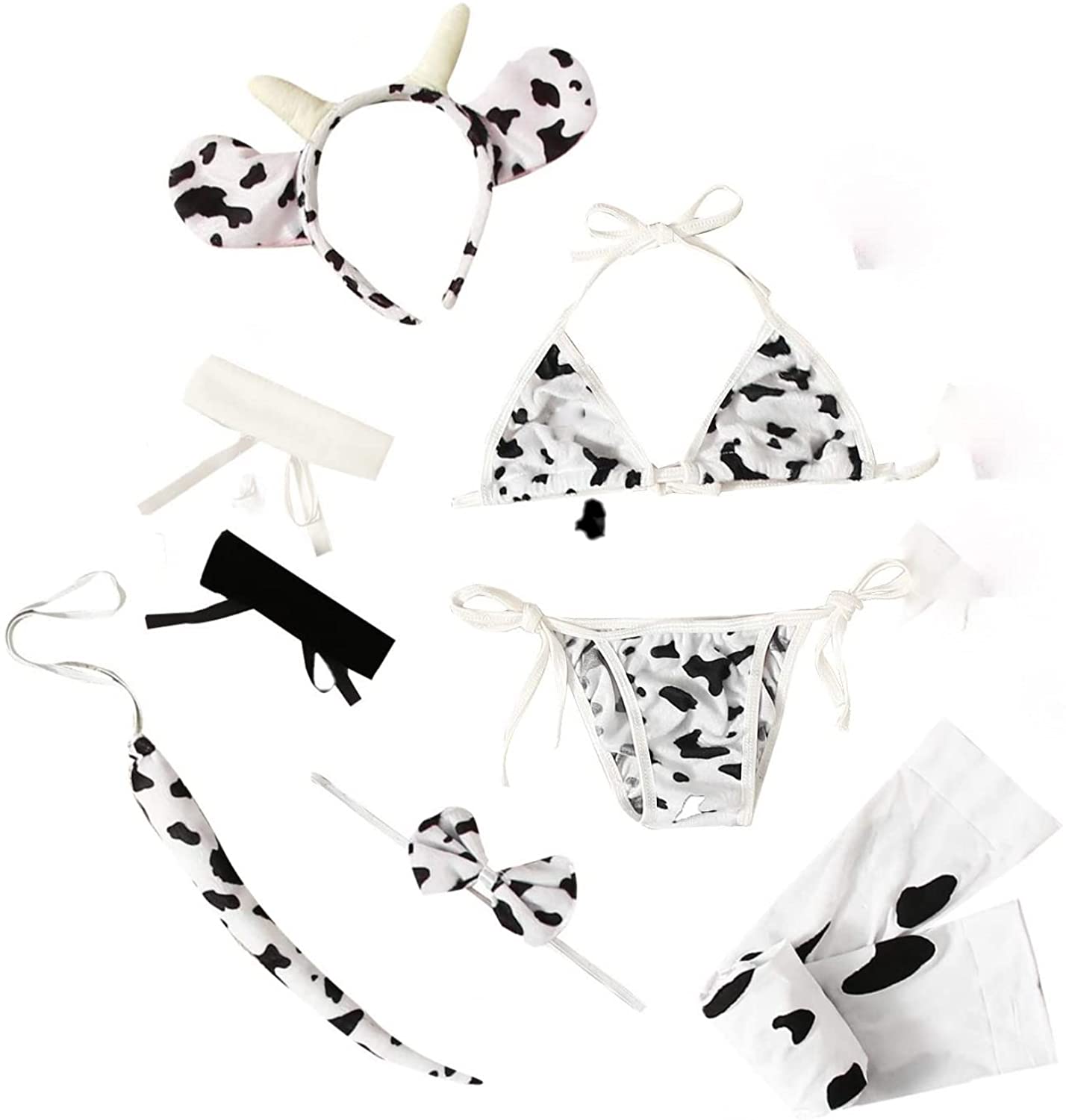 Price:$19.90 Cosplay Costume Anime Sexy Mini Bikini Lingerie Set (Cute cow), White, One Size : Clothing, Shoes & Jewelry