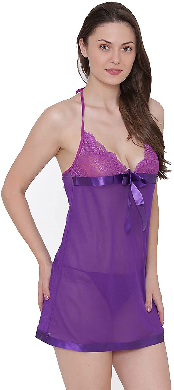 Price:$15.49 Babydoll Sleepwear Lingerie – Baby doll Lingerie Baby Doll Nightwear Lingerie for With G String Panty at Amazon Women’s Clothing store
