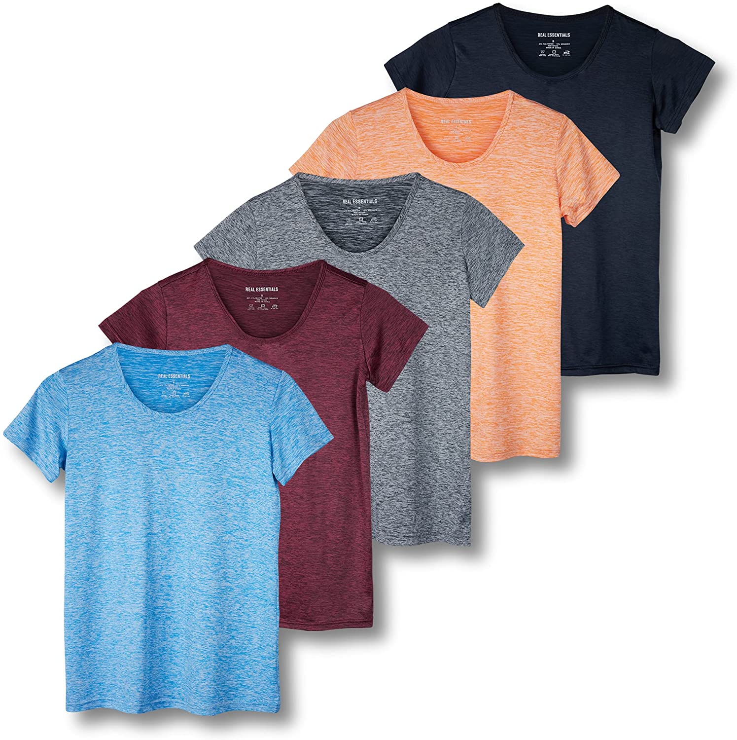 Price:$29.99 Pack: Women's Dry Fit Tech Stretch Short-Sleeve Crew Neck Athletic T-Shirt (Available in Plus Size) at Amazon Women’s Clothing store