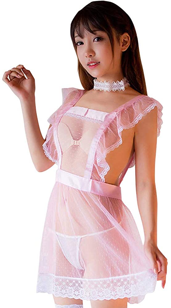 Price:$18.99 Womens Cute Maid Costume Lolita Sexy Japanese Cosplay Lingerie Lace French Maid Uniform (Pink): Clothing, Shoes & Jewelry