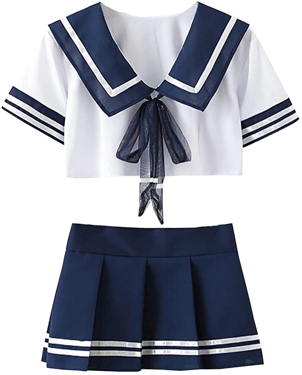 Price:$17.79 School Girl Cosplay Lingerie Mini Sailor Suit Costume Outfit with Stockings: Clothing, Shoes & Jewelry