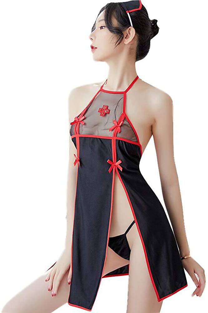 Price:$17.99 Sexy Nurse Costume Outfit Set Babydoll Bedroom Honeymoon Cosplay Nurse Uniform Lingerie (Black/Red) : Clothing, Shoes & Jewelry