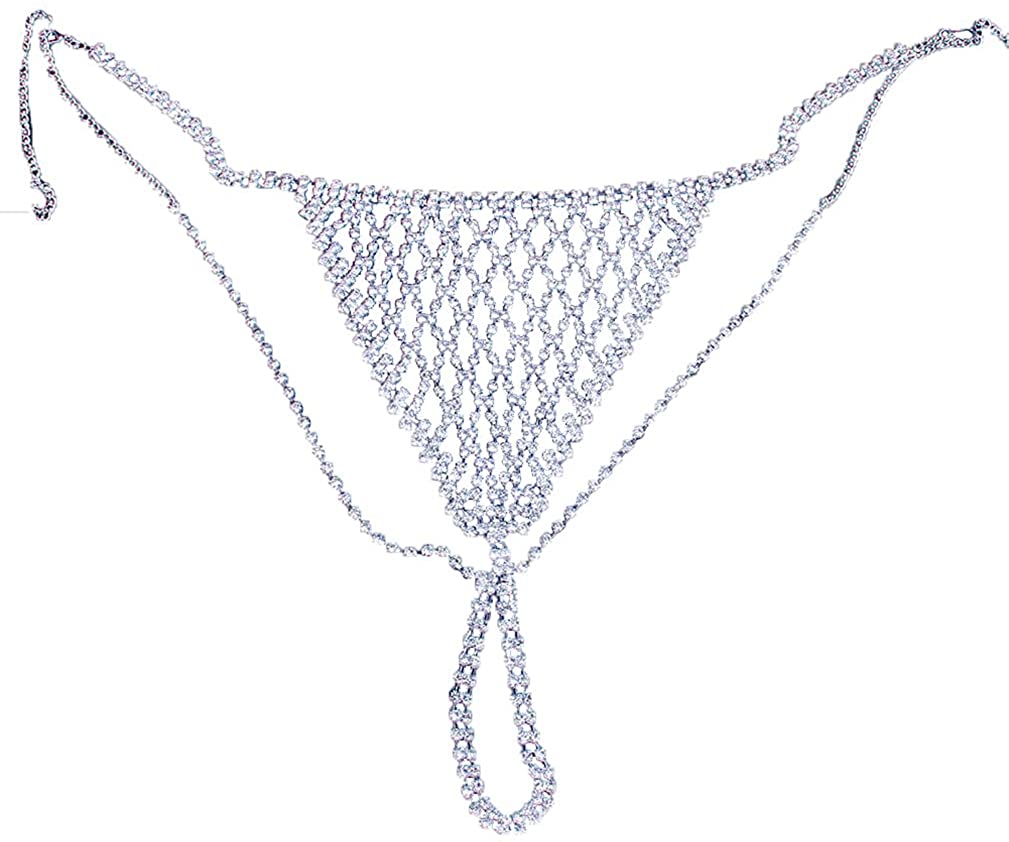 Price:$15.99 Bridal Rhinestone Thong Panties, Crystal Belly Waist Body Chain Jewelry Cute Sexy Bikini Rhinestone Underwear (Silver Color) : Clothing, Shoes & Jewelry