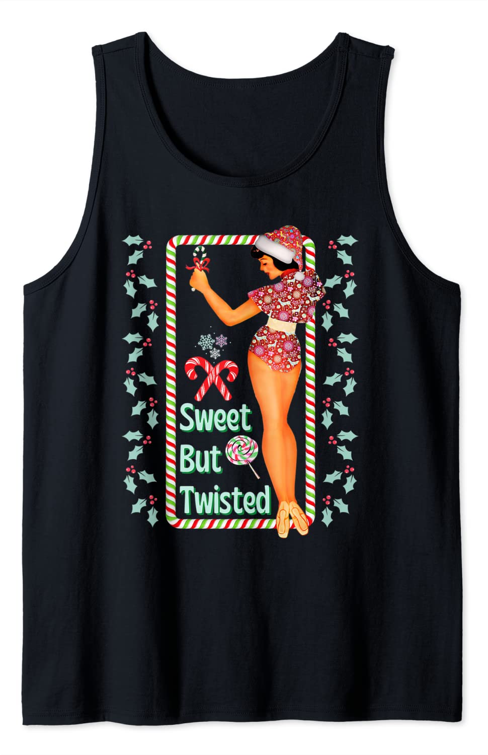 Price:$19.99 Candy Cane Naughty Nice Cottagecore Grunge Tank Top : Clothing, Shoes & Jewelry