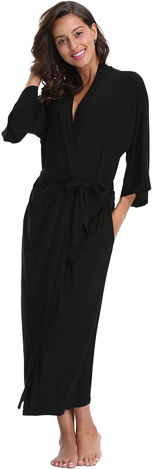 Price:$9.99 Bridalc Women's Soft Rayon Modal Long Shawl Collar Wrap Robe Sleepwear at Amazon Women’s Clothing store