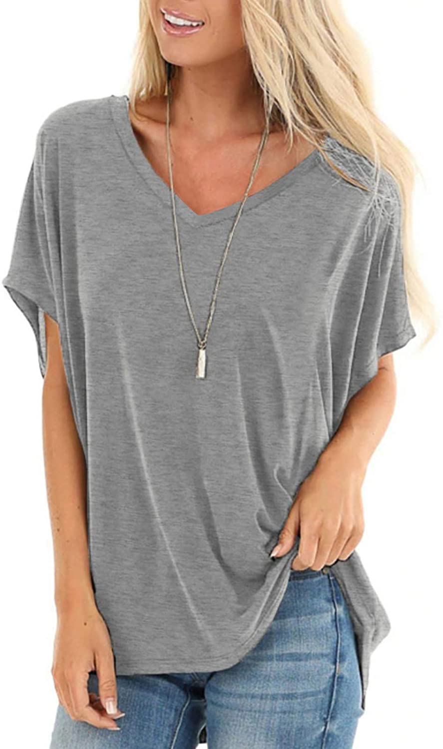 Price:$17.84 Womens Short Sleeve Tops Dolman V Neck T-Shirts Summer Casual at Amazon Women’s Clothing store