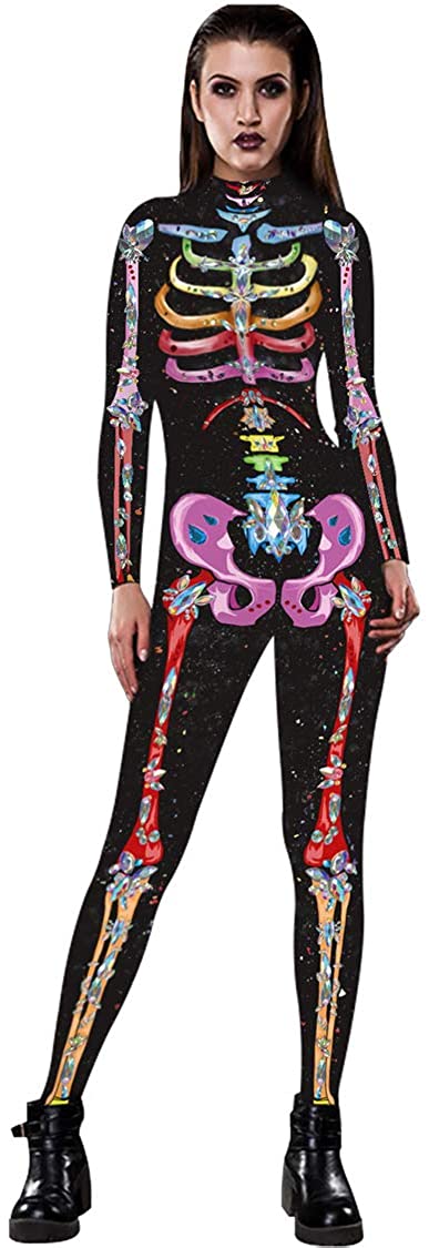 Price:$26.99 Women's Halloween Costumes Jumpsuits Digital Printed Skinny Catsuit : Clothing, Shoes & Jewelry