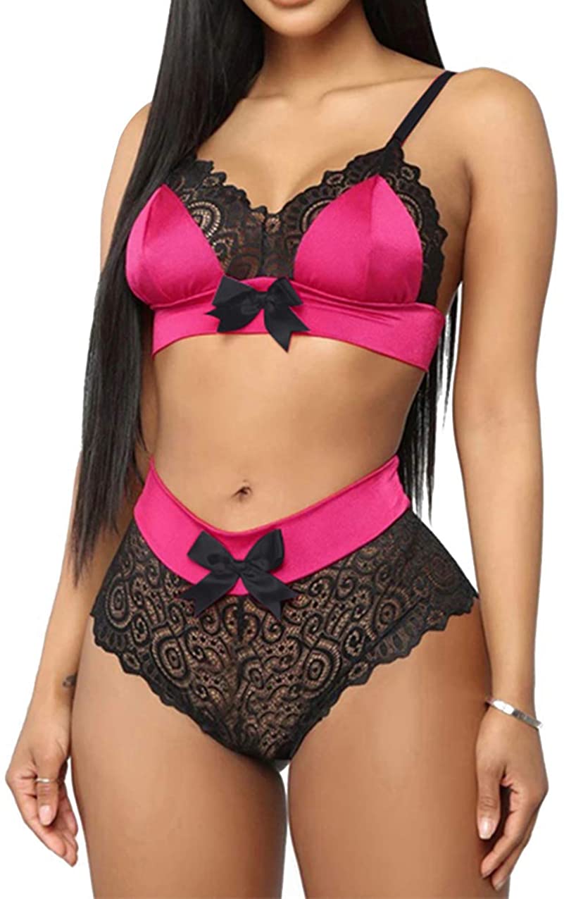 Price:$5.99 Women Sexy Lace Lingerie Set Nightwear Two Piece Babydoll Bra Suit Lady Underwear Set | Amazon.com