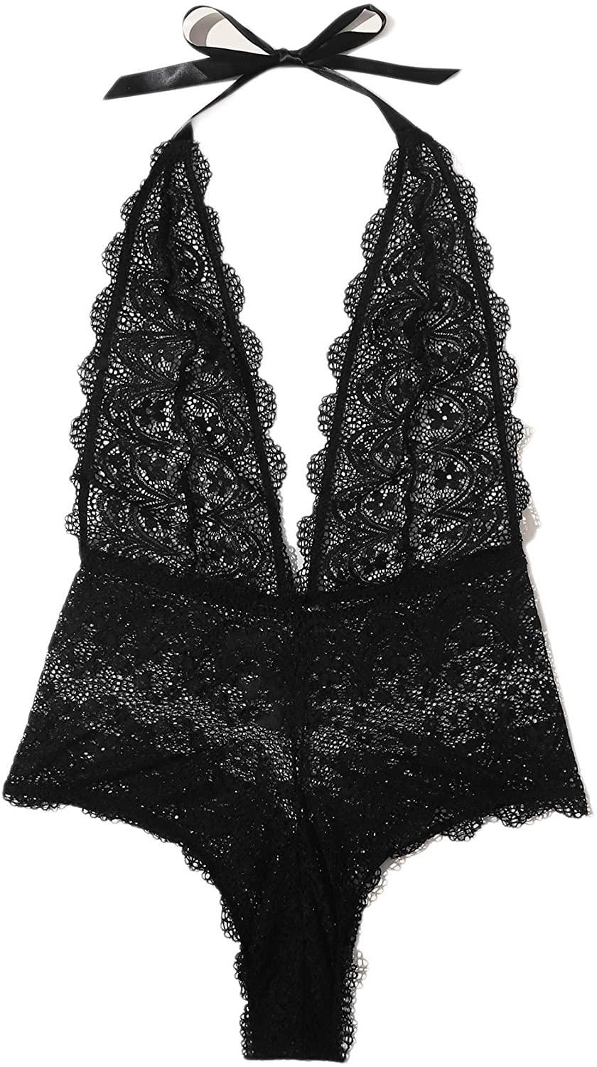 Price:$6.99 Women's Sexy Backless Floral Lace Sheer Bodysuit Lingerie: Clothing, Shoes & Jewelry