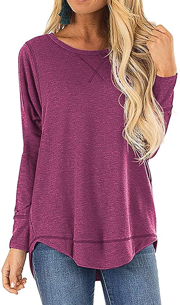 Price:$11.88 Womens Tunic Tops Long Sleeve Fall Crewneck Casual Loose Shirt Blouse Pullover at Amazon Women’s Clothing store