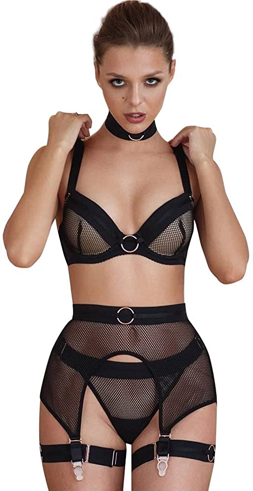 Price:$26.99 Sexy Lingerie Fishnet Set with Garter: Clothing, Shoes & Jewelry