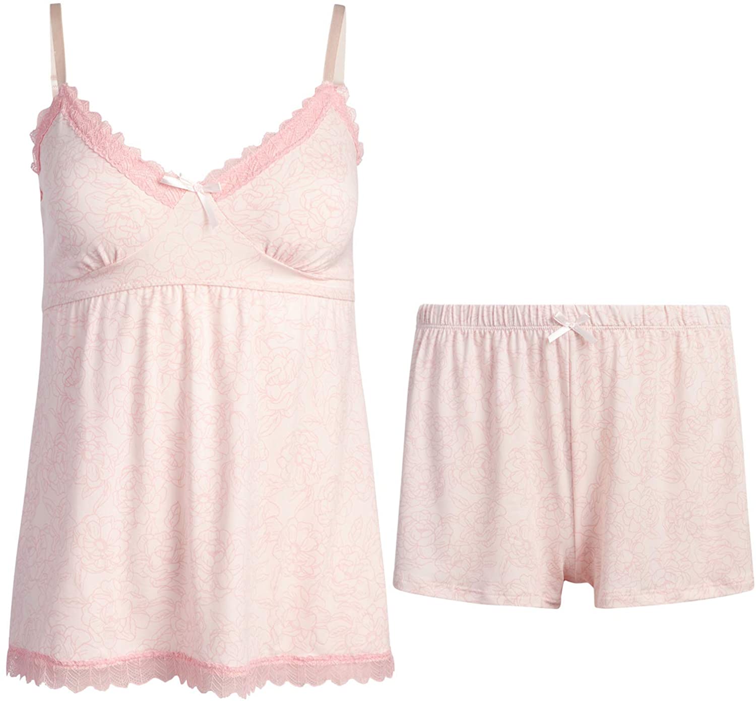 Price:$12.99 Monroe Women's Pajama Set- 2-Piece Micro Shorts and Cami Sleepwear Set at Amazon Women’s Clothing store