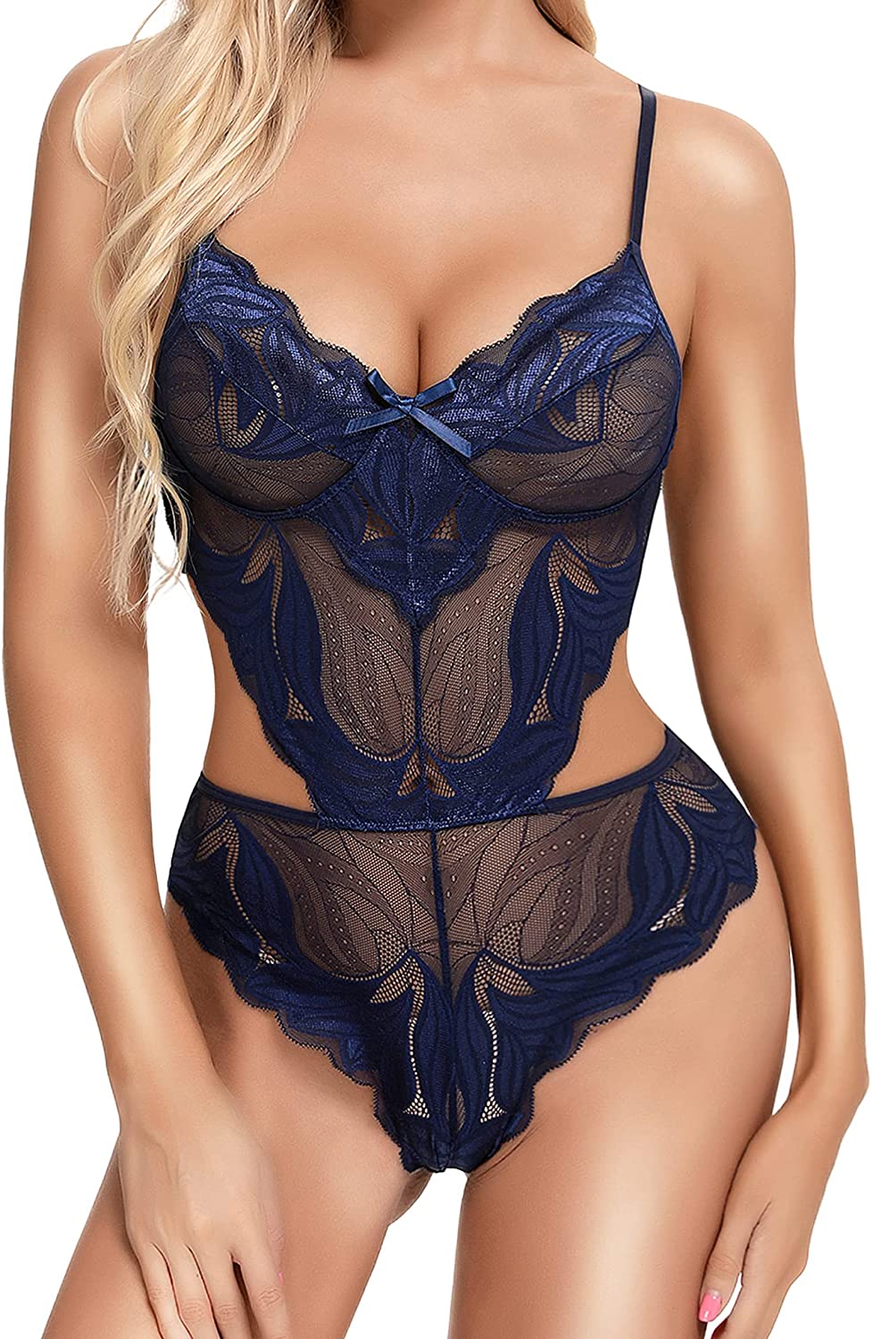 Price:$14.99 Bodysuit Lingerie for Women Sexy Lace Teddy Lingerie One Piece Babydoll Bodysuit Naughty Nightwear at Amazon Women’s Clothing store