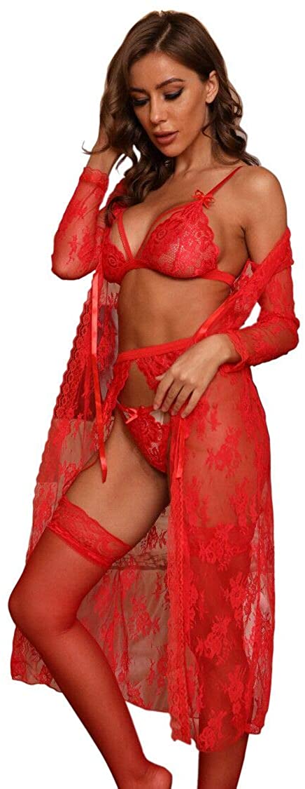 Price:$12.99 Lingerie with Garter and Stockings Floral Lace Bra and Panty Set Sexy Lingerie Set: Clothing, Shoes & Jewelry