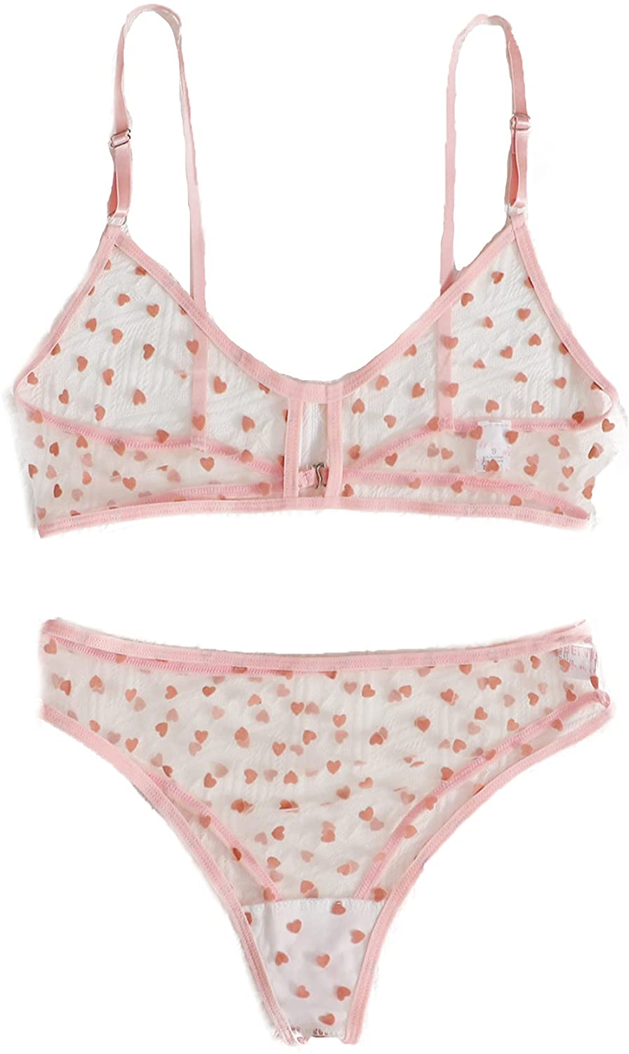 Price:$13.99 Women's 2 Piece Sexy Appliques Tanga Mesh Bralette Bra and Thongs Lingerie Set: Clothing, Shoes & Jewelry