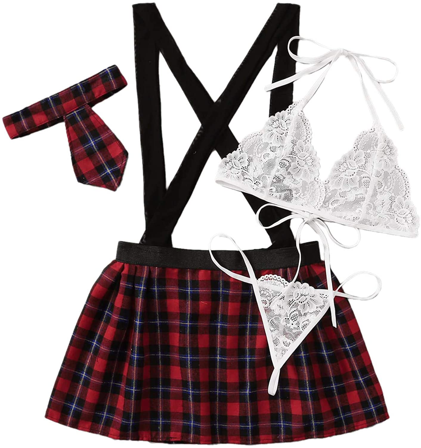 Price:$22.99 Women's Sexy Schoolgirl Costume Lingerie Outfit for Sexy 4 Piece Set: Clothing, Shoes & Jewelry