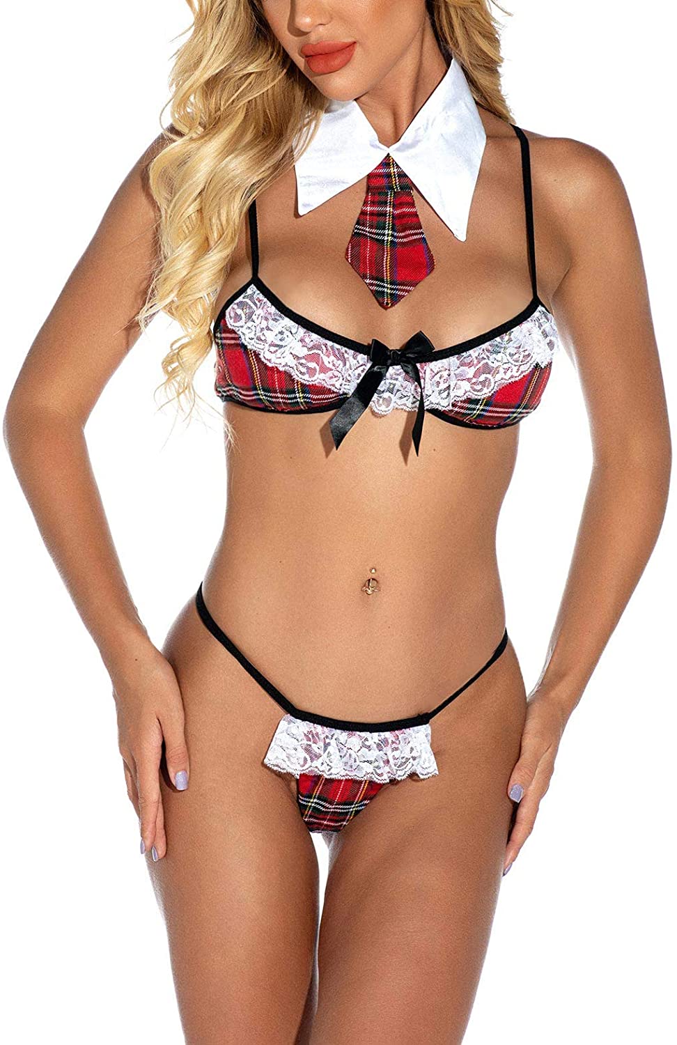 Price:$12.99 Women Schoolgirl Lingerie Roleplay Outfits Set Sexy Student Costumes: Clothing, Shoes & Jewelry