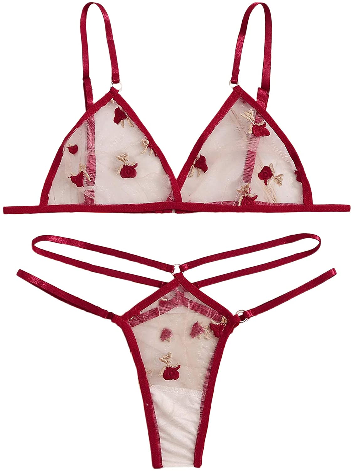 Price:$15.99 Women's Sexy Embroidered Mesh Sheer Lingerie Set: Clothing, Shoes & Jewelry