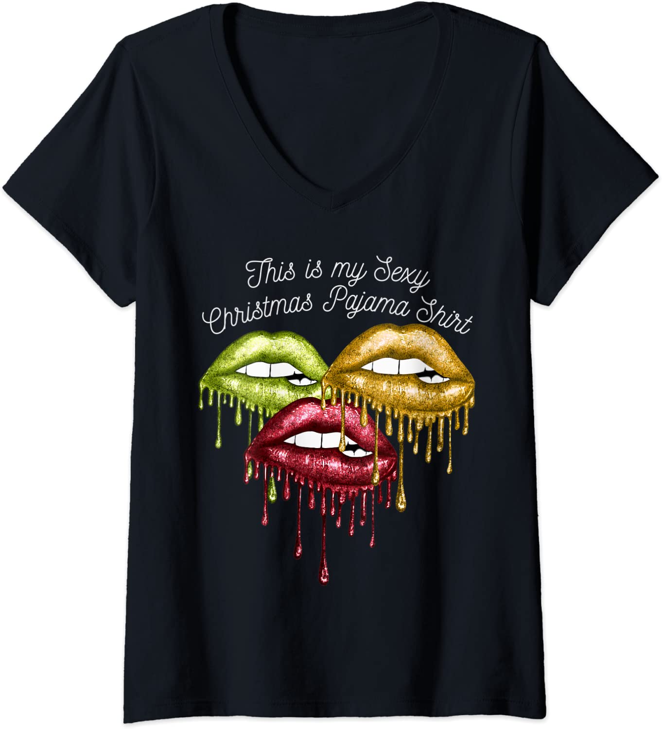 Price:$19.99 This is My Sext Christmas Pajama Top V-Neck T-Shirt : Clothing, Shoes & Jewelry