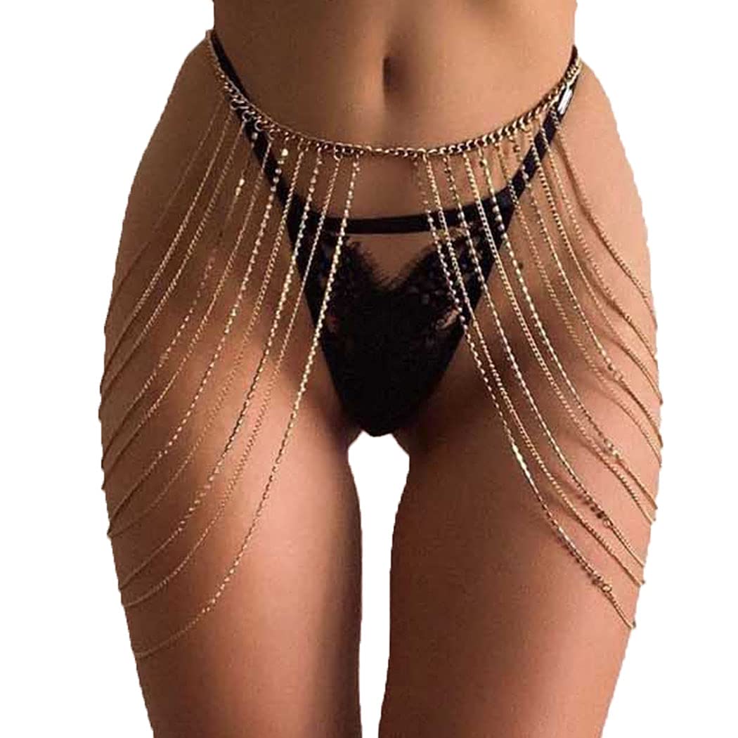 Price:$16.66 Sexy Multi-Layered Crystal Leg Body Chains Fashion Sparkly Belly Hip Skirts Tassel Waist Chains for Women and Girls (Silver) : Clothing, Shoes & Jewelry