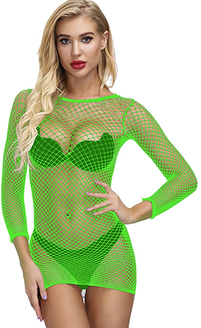 Price:$6.15 Sexy Women Babydoll Stretchy Fishnet Lingerie Seamless Chemise Nightwear,One Size,8 Color (Green)(BYFL004) at Amazon Women’s Clothing store