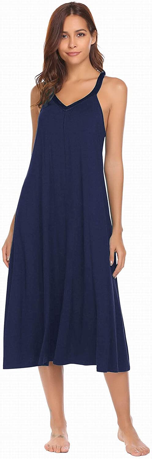 Price:$16.91 Nightgown Womens Sleeveless Long Nightshirt Full Slip Chemise Nightdress Summer Loose Racerback Lounge Dress at Amazon Women’s Clothing store