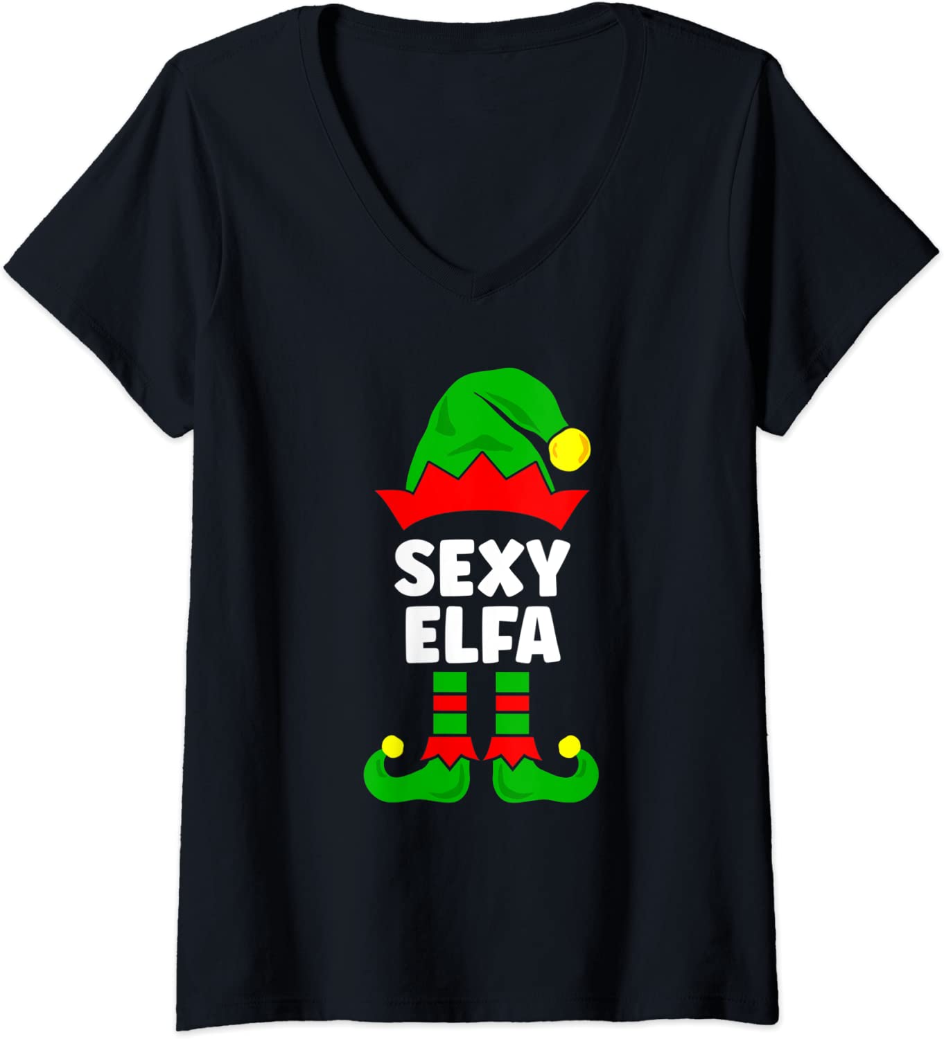 Price:$17.99 Sexy Elfa Funny Spanish Matching Christmas Elf Decorations V-Neck T-Shirt : Clothing, Shoes & Jewelry